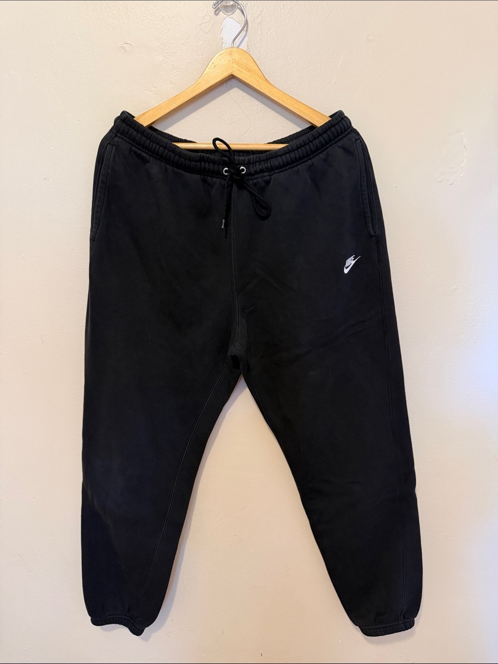 Nike Black Men's Jogger Sweatpants with White Swoosh